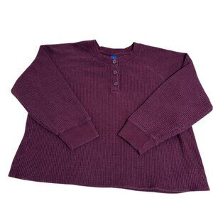 Old Navy Plum Waffle Knit Henley Top XL Long Sleeve Casual Lightweight Womens Sh